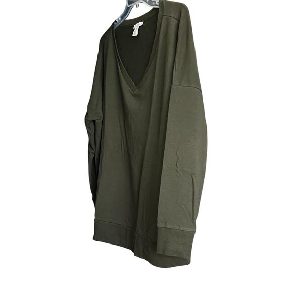 DAILY RITUAL LONG SLEEVE PULL-OVER V-NECK SWEATSHIRT, MENS, XL.ARMY GREEN - Picture 4 of 12